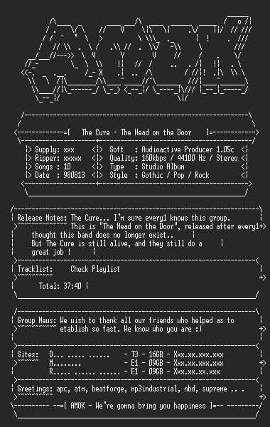 NFO file for The.Cure-The.Head.on.the.door-AMOK