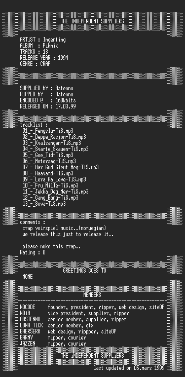 NFO file for Ingenting_-_Piknik-TiS