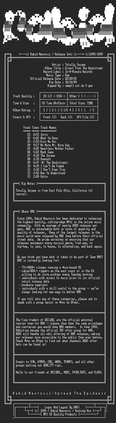 NFO file for Totally_Insane-Direct_From_The_Backstreet-1992-RNS