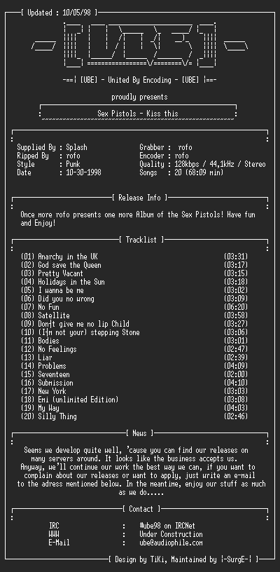 NFO file for Sex_Pistols-Kiss_this-UBE