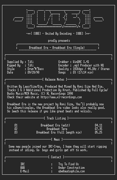 NFO file for BreakBeat.Era(Single)-UBE