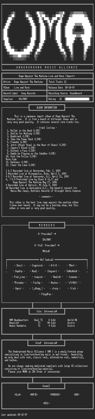 NFO file for Rage_Against_The_Machine-Live_and_Rare-UMA