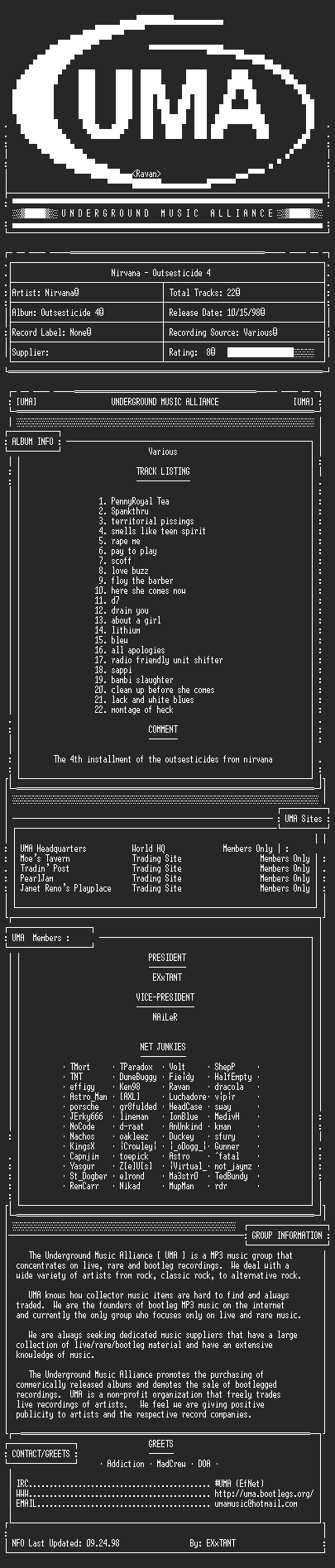 NFO file for Nirvana-Outsesticide_4-UMA