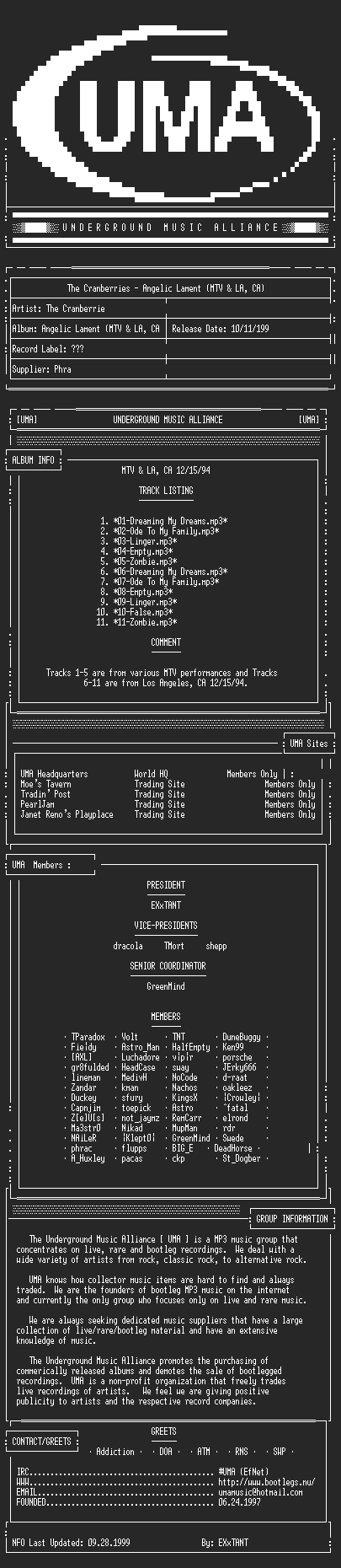 NFO file for Cranberries-Angelic_Lament-UMA