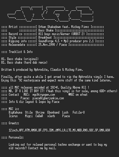 NFO file for Urban_Shakedown_-_Bass_Shake-MGC