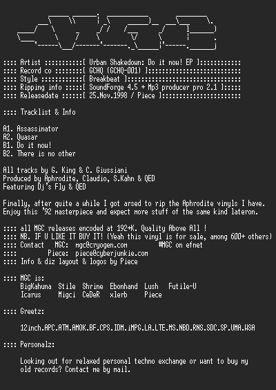 NFO file for Urban_Shakedown_-_Do_It_Now_EP-MGC