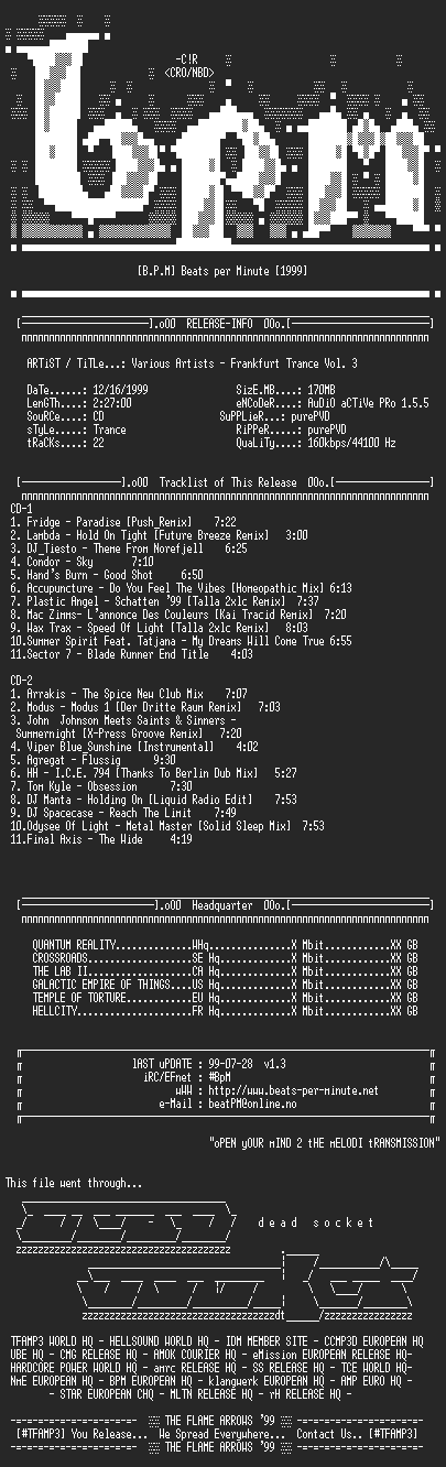 NFO file for VA_Frankfurt_Trance_Vol_3-2CD-1999-purepvd-BPM