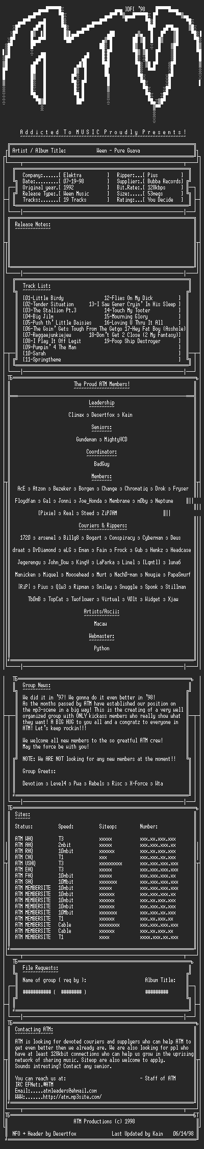 NFO file for Ween_-_Pure_Guava_(1992)_-_ATM