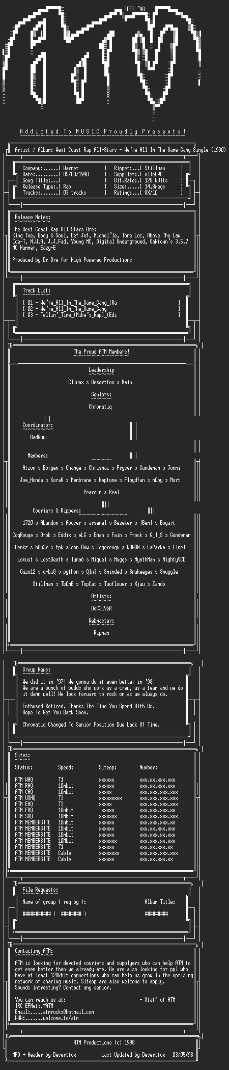 NFO file for West_Coast_Rap_All_Stars-Were_All_In_The_Same_Gang_-_ATM