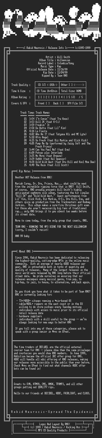 NFO file for Will_Smith-Willennium-1999-RNS