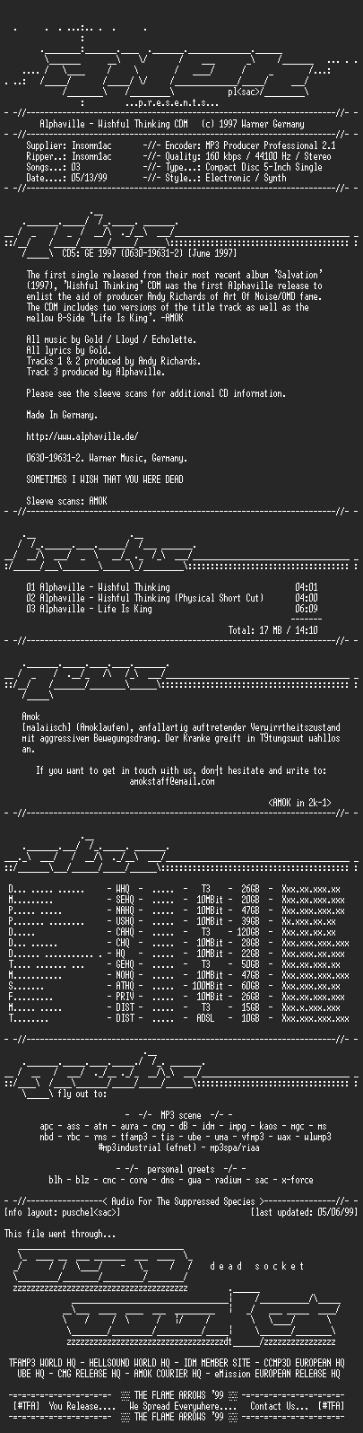 NFO file for Alphaville-Wishful_Thinking_CDM_(1997)-AMOK