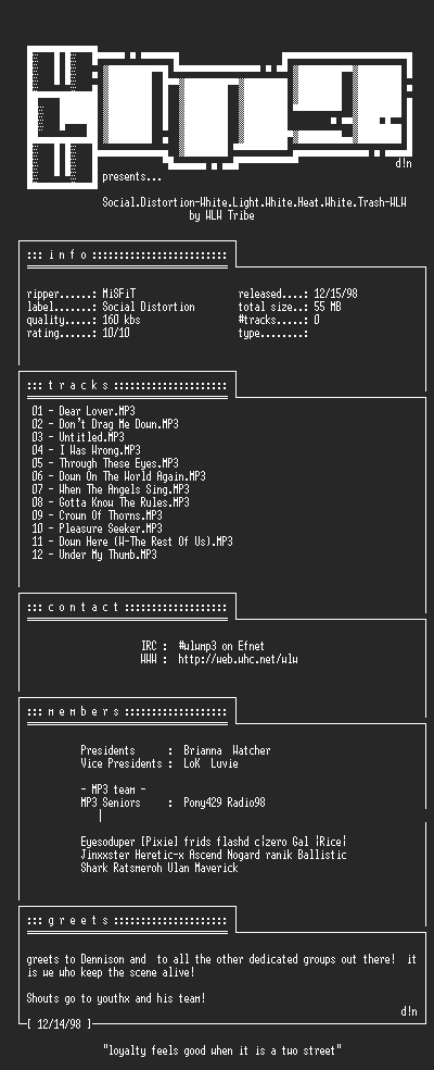 NFO file for Social.Distortion-White.Light.White.Heat.White.Trash-WLW