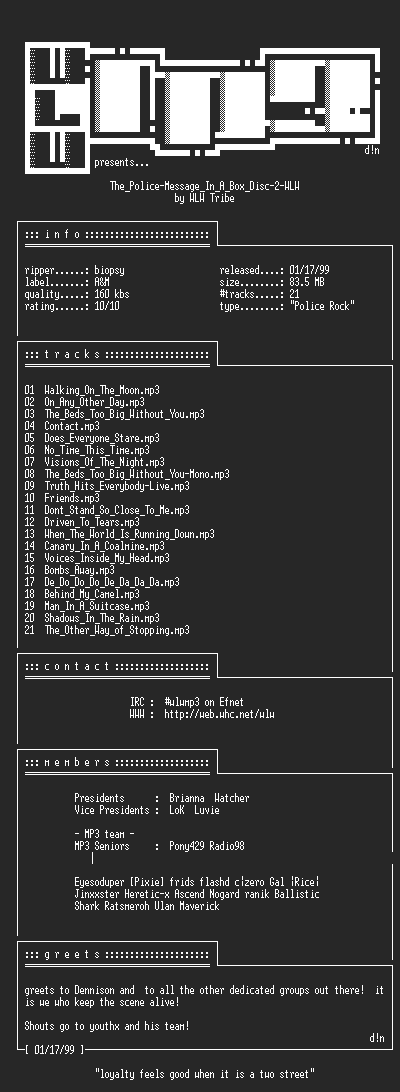 NFO file for The_Police-Message_In_A_Box-WLW