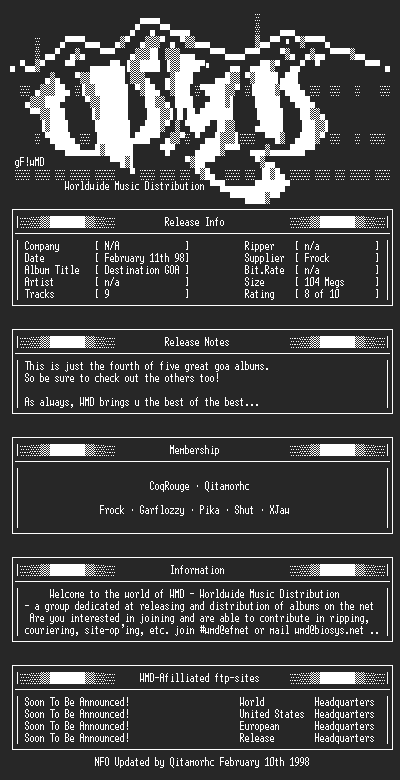 NFO file for Destination_GOA-The_Fourth_Chapter-WMD