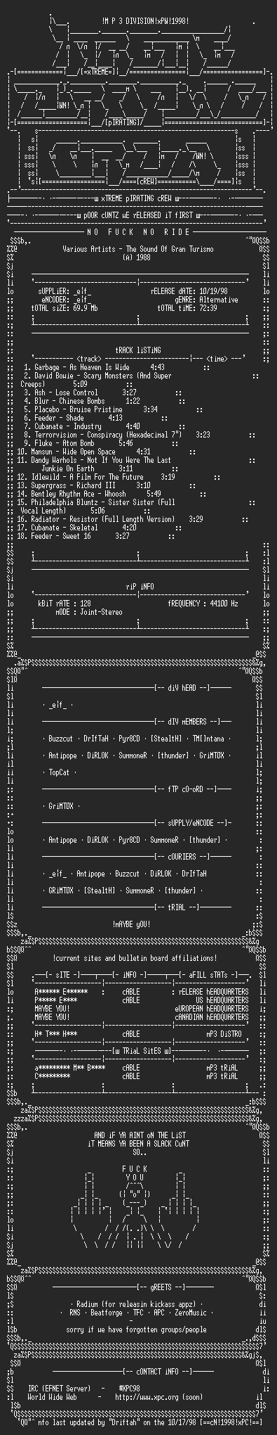 NFO file for Various_Artists-The_Sound_Of_Gran_Turismo-1998-XPCMP3