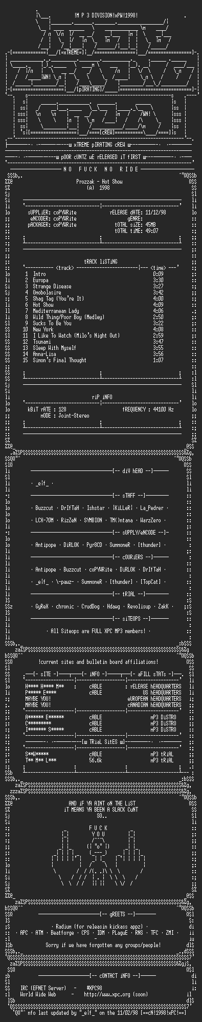 NFO file for Prozzak-Hot_Show-XPCMP3