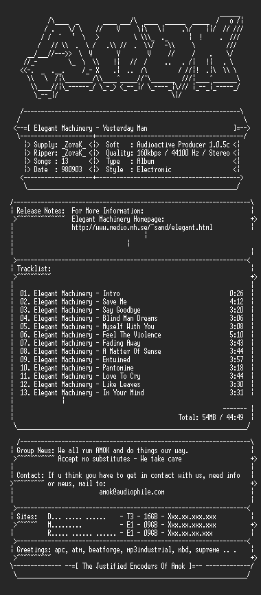 NFO file for Elegant.Machinery-Yesterday.Man-AMOK