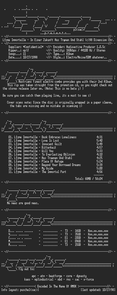 NFO file for L.Ame.Immortelle-In.Einer.Zukunft.Aus.Traenen.Und.Stahl.(Promo)-AMOK